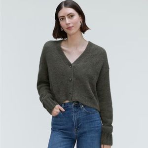 Everlane Alpaca V-Neck Cropped Cardigan